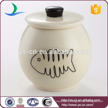 Spherical Decal Ceramic Cat Canister With Lid
